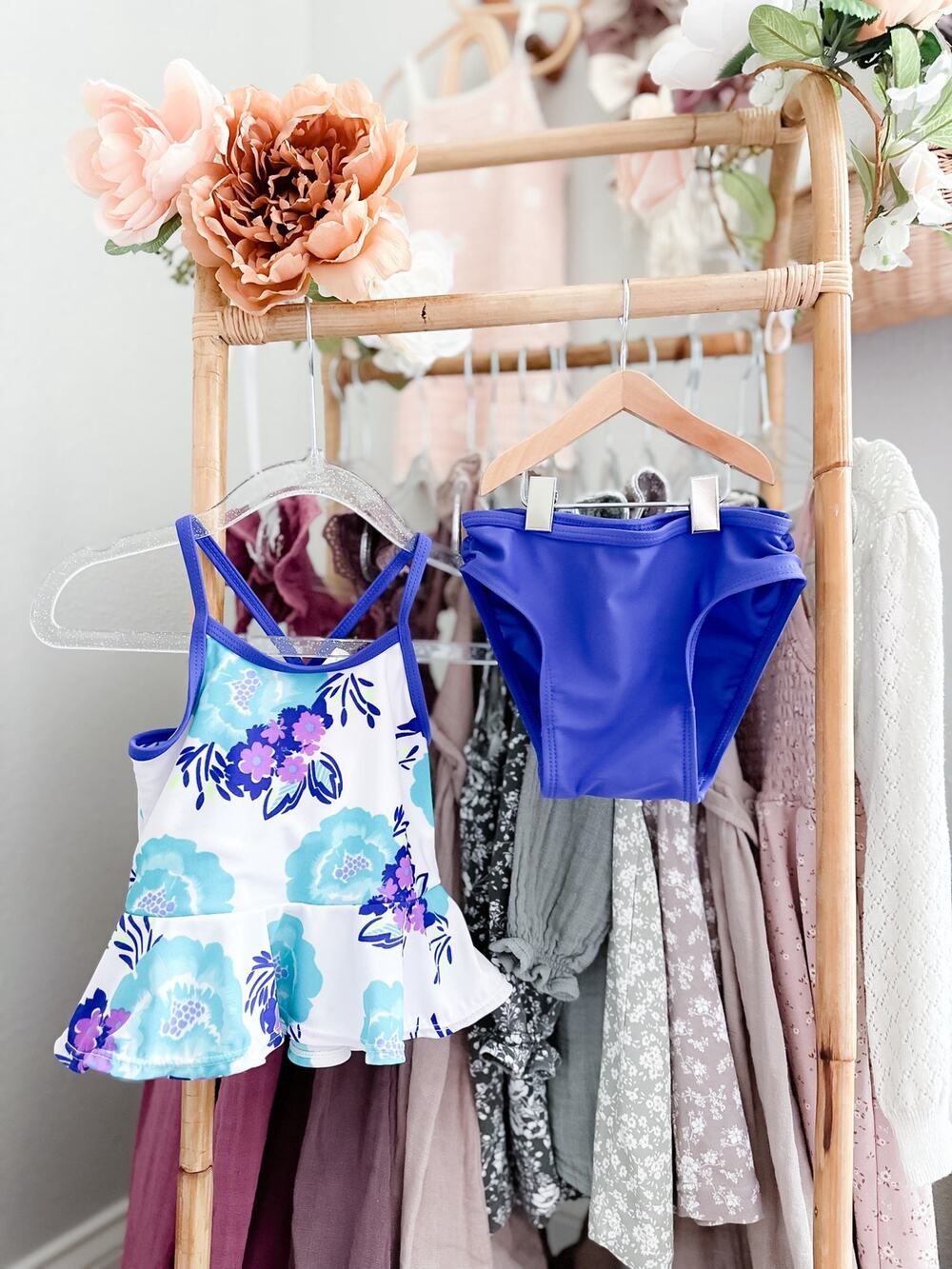 EUC Old Navy floral peplum tankini swimsuit 18-24mths